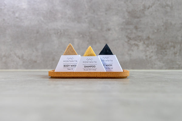Solid Soaps Set of 3 with Cork Coaster